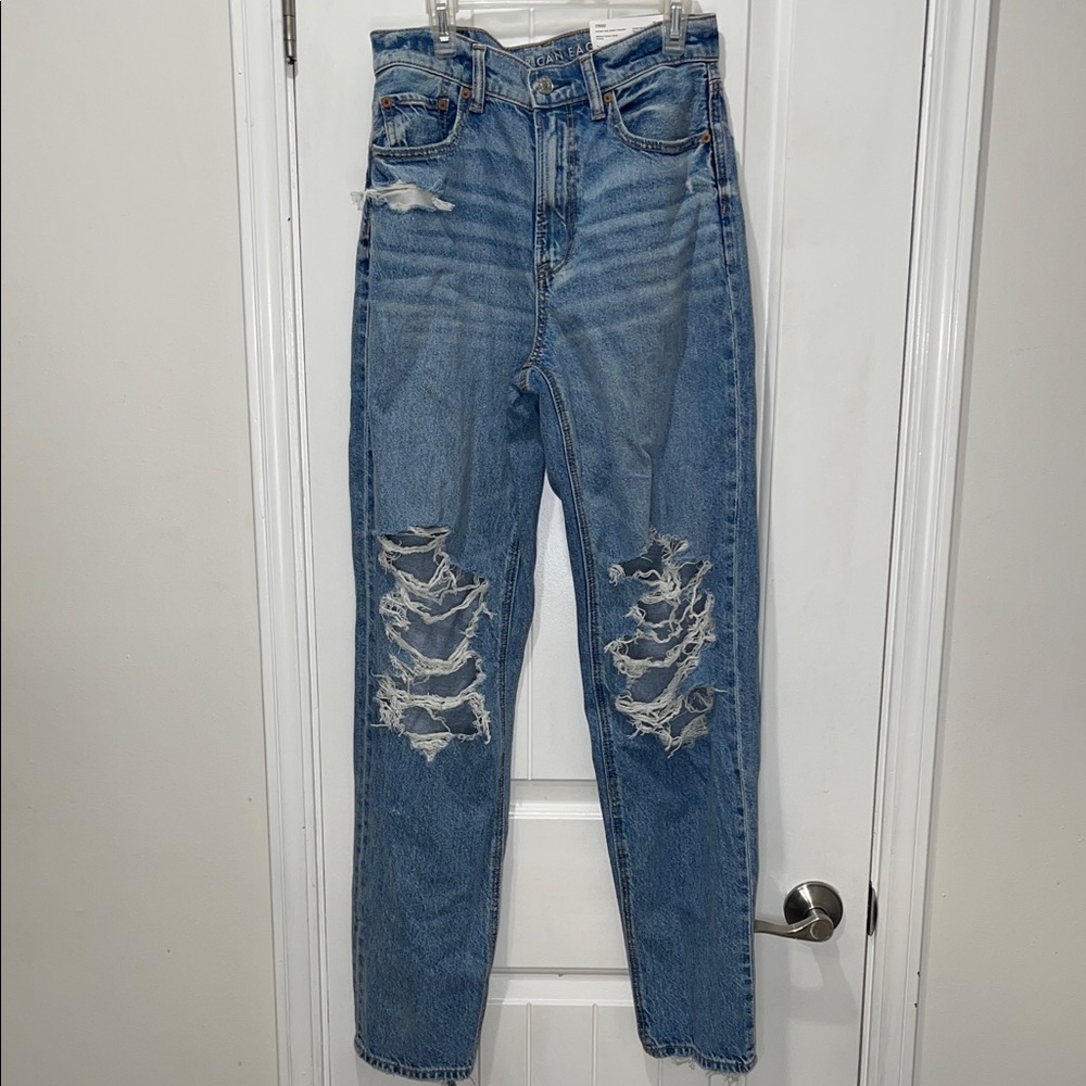 NWT STRIGID American Eagle highest rise baggy straight distressed denim jeans - Picture 5 of 14